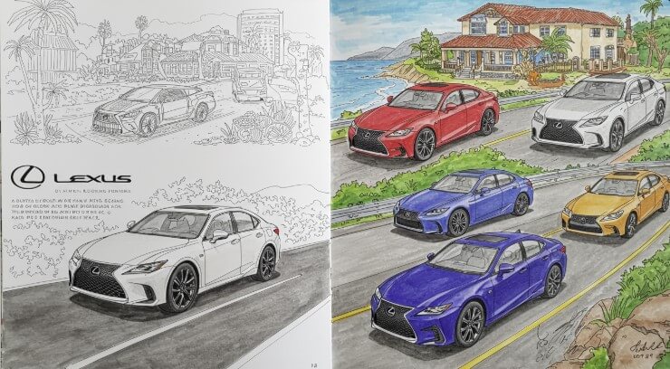 レクサスの塗り絵と他メーカーの車塗り絵比較